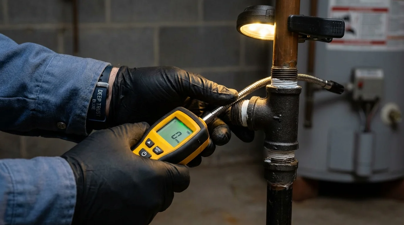Gas leak detection with electronic sniffer by Johns Plumbing LLC in Laramie